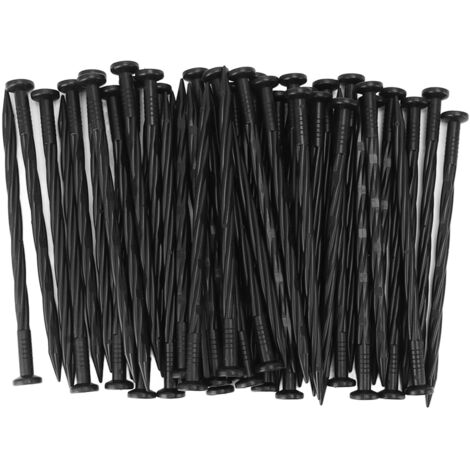 50 piquets de bordure en spirale en nylon pour ancrer les bordures de pavés, barrières anti-mauvaises herbes et tentes de gazon (1/5)