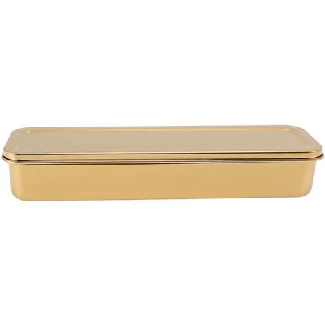Boîte de Rangement pour Couverts en Acier Inoxydable avec Couvercle et Égouttoir Doré (1/5)