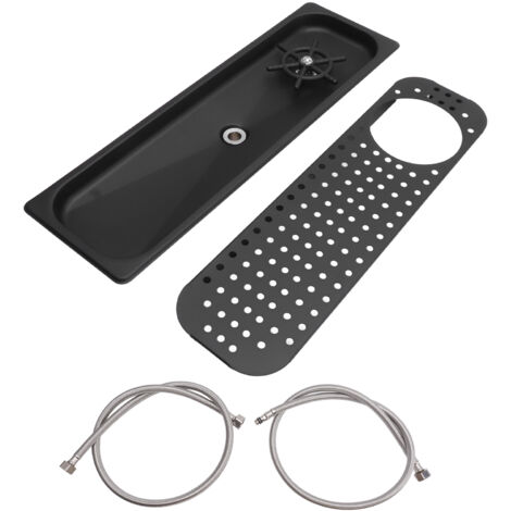 Lave-verres en acier inoxydable 304 pour bar café, plateau égouttoir et raccord pour tuyau haute pression, noir (1/5)