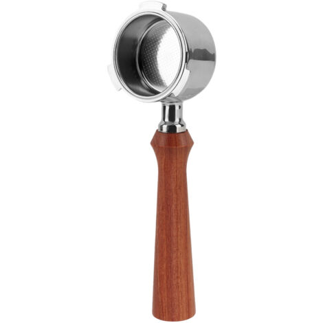 Portefiltre nu 51mm 3 oreilles pour machine à café Delonghi, filtre bottomless en palissandre sans fond pour extraction espresso. (1/5)