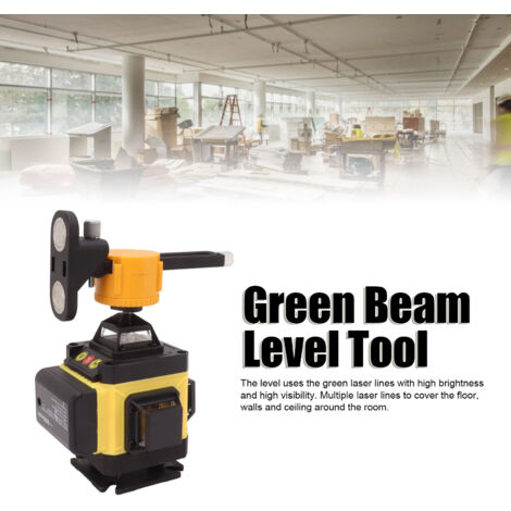 Niveau Laser 360° avec Rayon Vert, Télécommande, Batterie Rechargeable 3000mAh, 100‑240V Prise UE, 16 Lignes (1/5)
