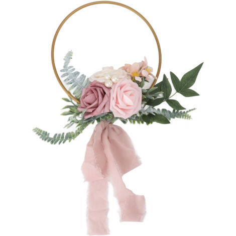 Couronne de mariée artificielle en succulentes et fer, portable pour cérémonie et décoration événementielle. (1/5)