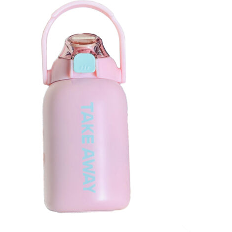 Bouteille isotherme 850ml grande capacité avec paille et bouchon rebondissant pour extérieur rose hiver (1/5)