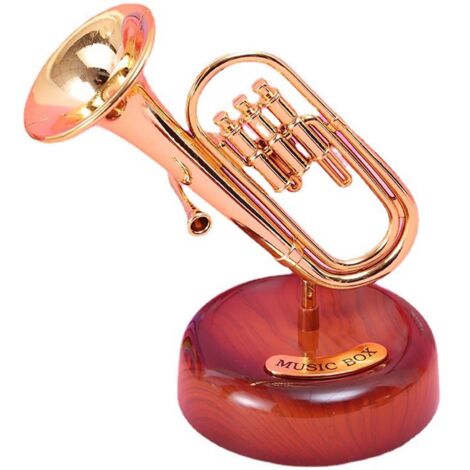 Boîte à musique saxophone vintage avec trompette - Décoration instrument de musique classique artisanat exquis
