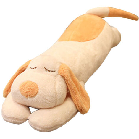 Jouet en Peluche Chien Doudou 1,1m Coton Doux Oreiller Long Décor Maison Beige 43,3 Pouces (1/5)