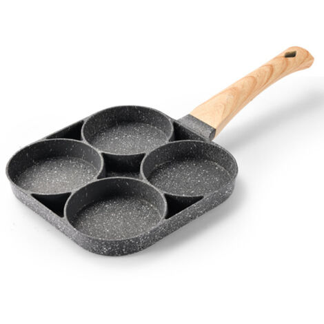 Poêle à Pancakes 4 Cavités Compatible Induction, Revêtement Pierre Médicale Antiadhésif pour Oeufs et Crêpes