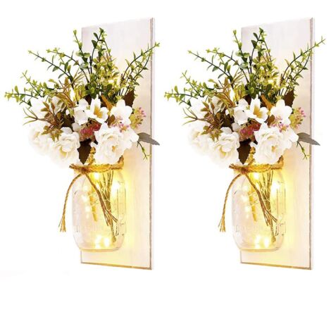 Lampes murales LED en pot Mason pour intérieur et extérieur, décoration murale pour patio et jardin (1/5)