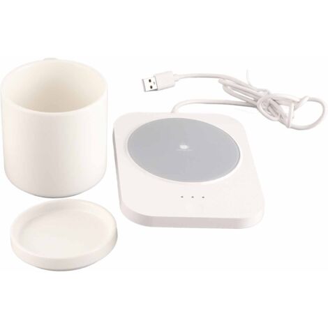 Chauffe-mug USB 55°C 3 Températures - Chauffe-tasses Bureau Maison Blanc (1/5)