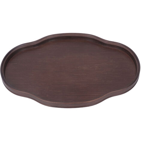 Plateau de service en bambou texturé couleur noyer, multifonction pour salon et réception d'invités (1/5)