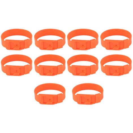 10 Pièces Collier pour Chèvres Bande d'Identification pour Moutons Anneau de Marquage Bétail Équipement d'Élevage 36cm Orange