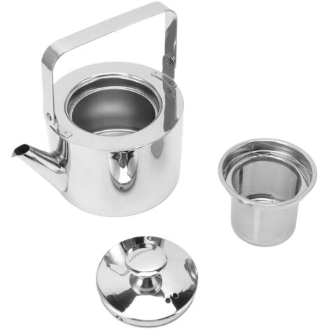 Bouilloire en acier inoxydable avec filtre intégré, 1L, pour toutes plaques de cuisson, bec verseur anti-gouttes et sifflet intégré (1/5)