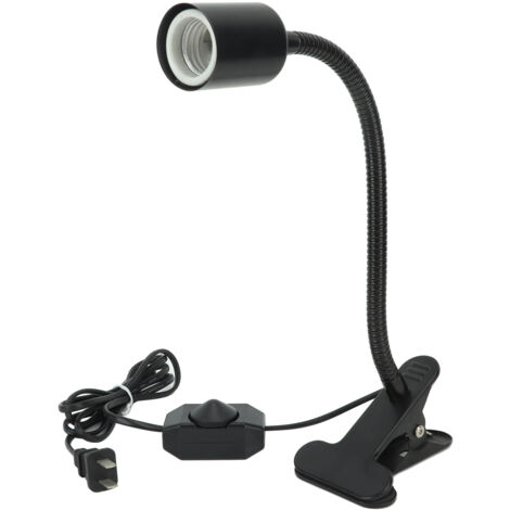 Support Lampe Chauffante pour Reptile avec Pince et Interrupteur - Prise US, Noir, 85-265V (1/5)