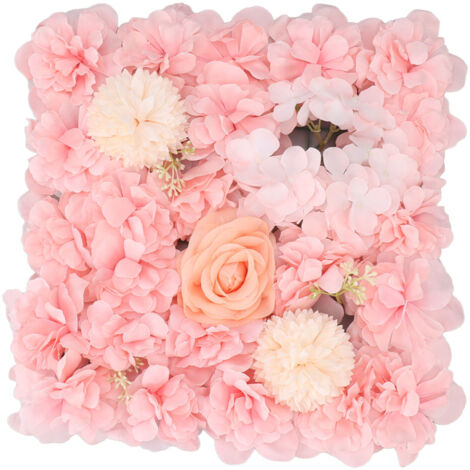 Panneaux Muraux Fleurs Artificielles Roses Soie Décor Mariage Fête Fond Scénique 38x38cm Rose (1/5)