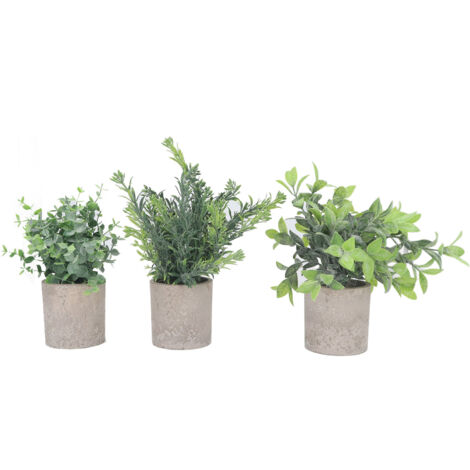 Lot de 3 Plantes Artificielles Eucalyptus en Pot Décoratif pour Bureau et Maison (1/5)
