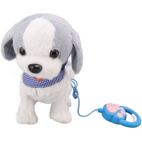 Jouet Chiot Électronique Marche et Aboie, Peluche Interactive avec Télécommande et Laisse pour Enfants Gris (1/5)