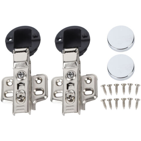 2 Hinges Inoxydable 201 pour Porte en Verre de Meuble avec Amortisseur, Coudé Demi-Encastré 9mm pour 35 Portes (1/5)
