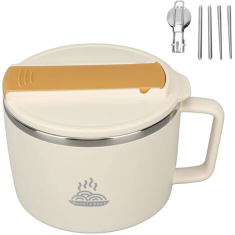 Bol à nouilles portable 1200ml en acier inoxydable 304 avec couvercle, idéal pour ramen au bureau (1/5)