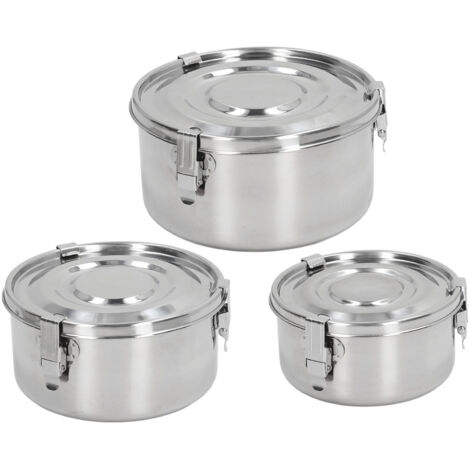 Boîte à déjeuner en acier inoxydable 3 pièces, réutilisable et facile à laver, idéale pour école, bureau, fruits et légumes. (1/5)