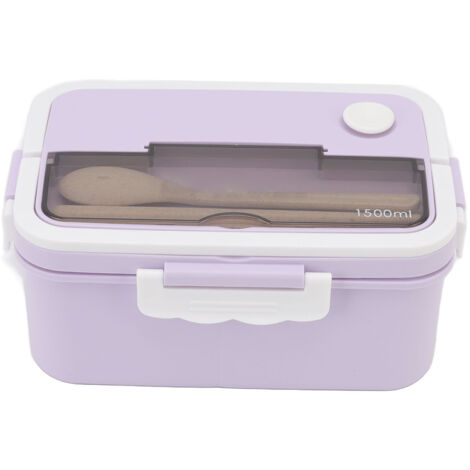 Boîte Bento Isotherme 1500ml avec Couverts - Récipient Repas Étudiant Lavable Micro-ondes Violet (1/5)