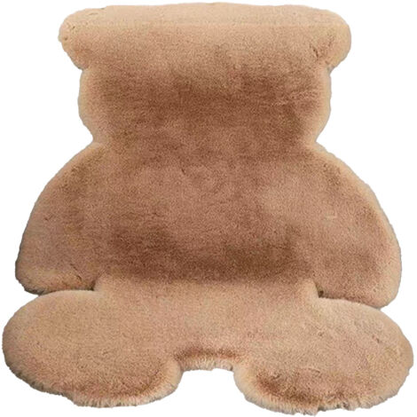 Tapis de chambre mignon en forme d'ours doux pour enfants et adolescents, moelleux et chaleureux, idéal pour salon ou chambre de fille, dimensions 45x60 cm, couleur kaki. (1/5)