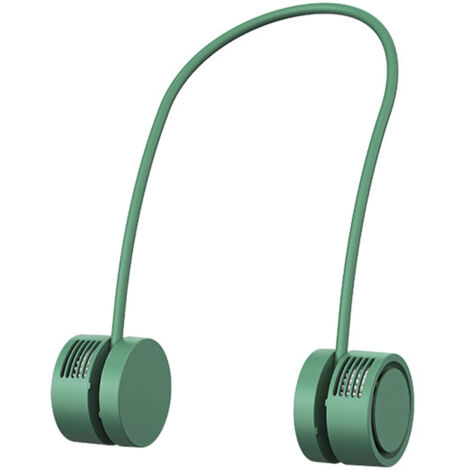 Ventilateur de cou portable mini USB, sans lames, mains libres, avec fonction aromathérapie pour extérieur, rechargeable, vert