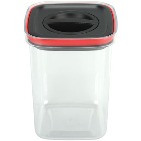 Boîte de Rangement Alimentaire Hermétique 1300ml - Récipient Transparent pour Céréales, Riz et Aliments Secs avec Couvercle Noir (1/5)