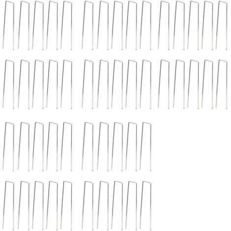 50Pcs Piquets de Jardin en Acier Galvanisé, Broches de Sol en U pour Tente et Paysage, Épaisseur 0.4mm 4x10cm (1/5)