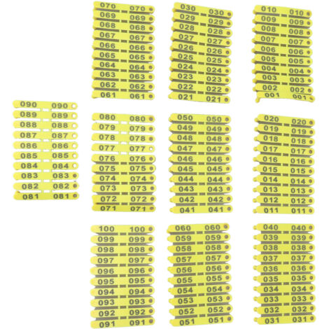 100 Étiquettes d'Oreille en Plastique Numérotées 001-100 pour Bétail, Vaches, Moutons, Porcs et Chèvres, Résistantes aux Intempéries (1/5)