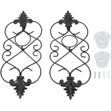 2 Pièces Porte-Bougies Murale en Fer Forgé pour Décoration Maison, Mariages et Événements (1/5)