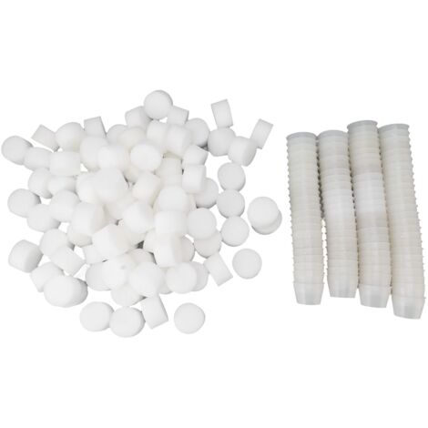 100 Pots de Jardin en Plastique Respirants sans Fond avec Éponges pour Hydroponie - Lot de 100 - Blanc (1/5)