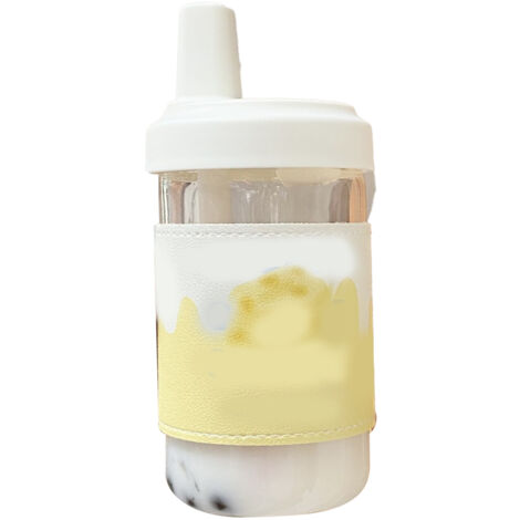 Gourde Isotherme Mignonne avec Paille, Couvercle Amovible et Manchon Anti-Chaleur - 500ml, Saine et Réutilisable (1/5)