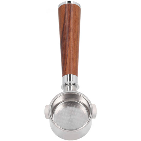 Porte-filtre Nu 51mm 2 Oreilles pour Delonghi ECO310, Manche en Acier Inoxydable et Bois de Rose