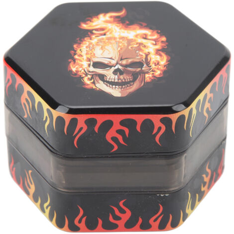 Broyeur à Herbes en Alliage de Zinc 50mm - Moulin à Épices 3 Étanches avec Design Crâne Flamme - Pour Tabac et Aromates (1/5)