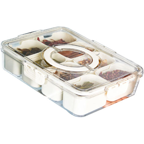 Boîte de Rangement Plastique Multifonction, 8 Grands Compartiments pour Aliments, Légumes, Fruits et Condiments (1/5)