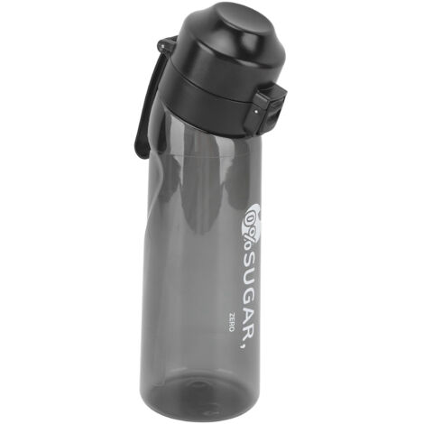 Gourde parfumée 650ml avec couvercle pop-up transparent, portable pour sports extérieurs, tasse à eau aromatisée avec paille noire (1/5)