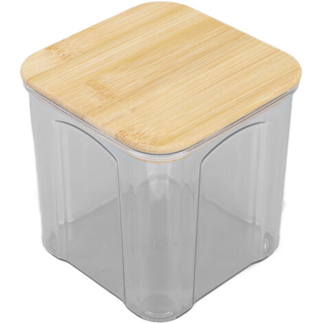 Bocal de conservation alimentaire hermétique 900ml avec couvercle en bambou pour pâtes, farine, céréales, riz, thé, café - 10.7x11cm (1/5)