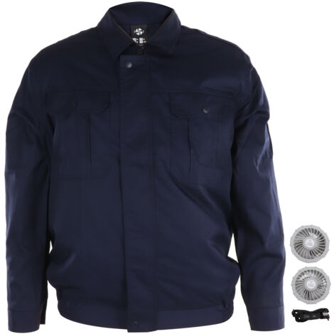 Veste ventilée avec ventilateurs intégrés pour travaux extérieurs, protection UV et dissipation thermique efficace, taille XL bleu foncé (1/5)