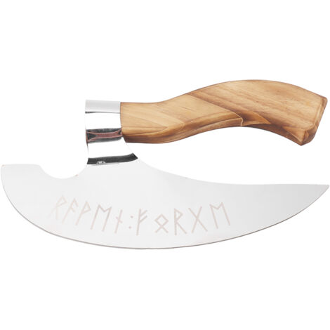 Hache à Pizza Viking en Acier Inoxydant avec Manche en Bois de Pin - Découpeur de Pizza Médiéval pour Maison, Restaurant, Bar (1/5)