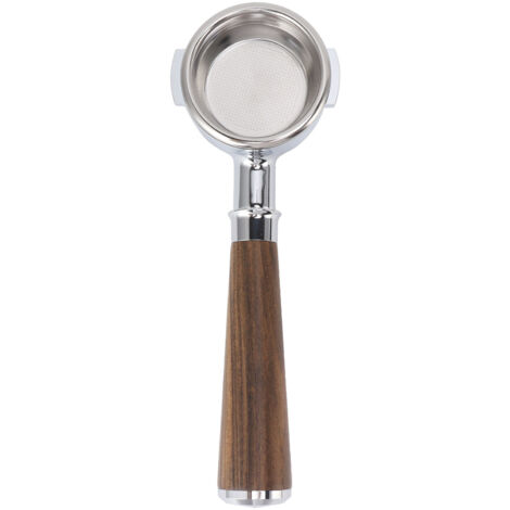 Portafiltre 58mm sans fond en alliage d'aluminium, 2 oreilles avec panier filtre, couleur noir et bois de rose (1/5)