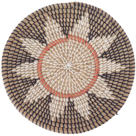 Ornement mural rond en herbe tressé à la main, 35 cm, pour décoration salon ou cuisine (1/5)
