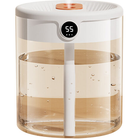Humidificateur d'air USB 2L à double buse avec affichage LCD d'humidité et diffuseur d'huiles essentielles pour chambre et bureau blanc (1/5)