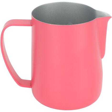 Pitcher à lait inoxydable 600ml pour mousse à café, bec verseur pointu, couleur rouge cerise, idéal pour latte art. (1/5)