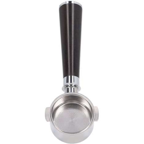 Portafilter Nu 51mm 2 Oreilles Sans Fond Poignée Café Acier Inoxydable pour Delonghi ECO310 en Bois d'Ébène Africain (1/5)
