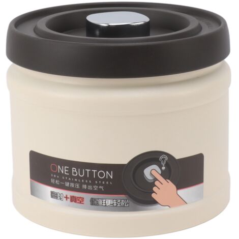 Récipient de conservation sous vide pour café et thé en acier inoxydable 304, 750 ml, hermétique pour grains de café, noix et aliments secs, couleur beige. (1/5)