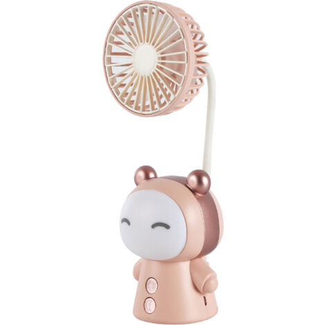 Ventilateur de Bureau Rechargeable USB Portable - Mini Ventilateur Pliable pour Maison, Bureau, Voyage - Rose