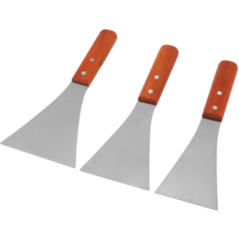 Spatule de Barbecue en Acier Inoxydable avec Manche en Bois - Résistante à la Chaleur, Facile à Nettoyer et Durable - Accessoire de Cuisine pour Grill (Tailles L, M, S) (1/5)