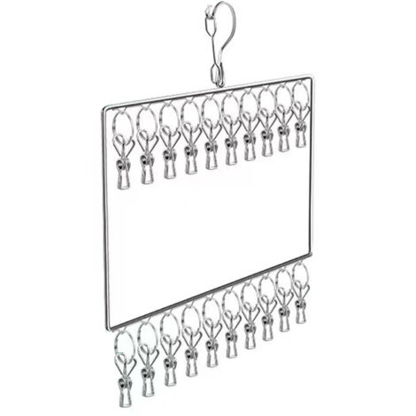 Porte-vêtements étanche en acier inoxydable, 20 pinces, pour balcon ou dortoir, résistant au vent. (1/5)