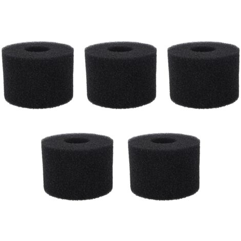 5PCS Éponge Filtrante pour Piscine, Mousse PU Lavable et Réutilisable, Filtre Cylindrique Noir pour Pompe de Piscine (1/5)