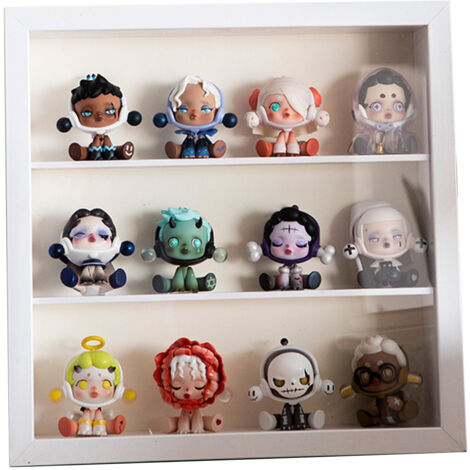 Boîte de Vitrine pour Figurines Anime avec Double Séparation - Épaisseur Renforcée pour Collection Jouets Miniatures Blanc (1/5)