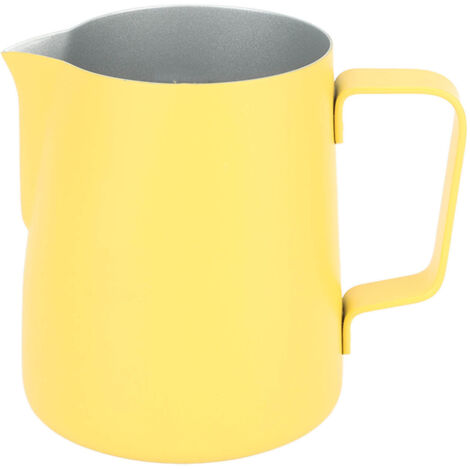 Pitcher à lait inox 380ml bec pointé jaune pour mousse à café (1/5)